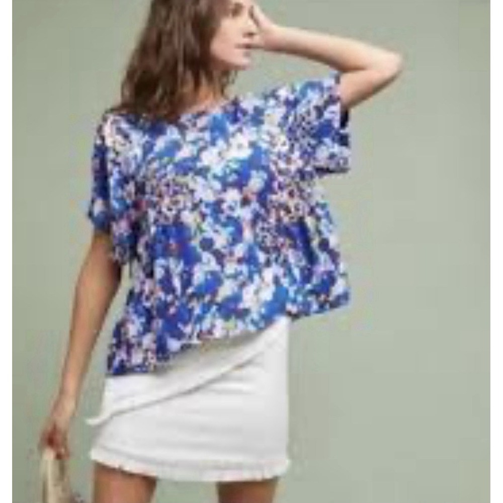 Anthropologie Maeve Floral Baby Doll Kimono Sleeve Milla Blouse Sz M